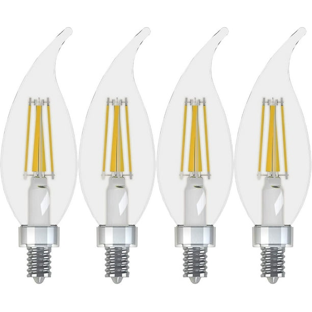 Clear Finish 4-Pack Daylight GE Refresh HD Bent Tip Dimmable LED Light Bulb Candelabra Base 40-Watt Replacement Clear Finish 4-Pack Daylight GE Refresh HD Bent Tip Dimmable LED Light Bulb Candelabra Base 40-Watt Replacement